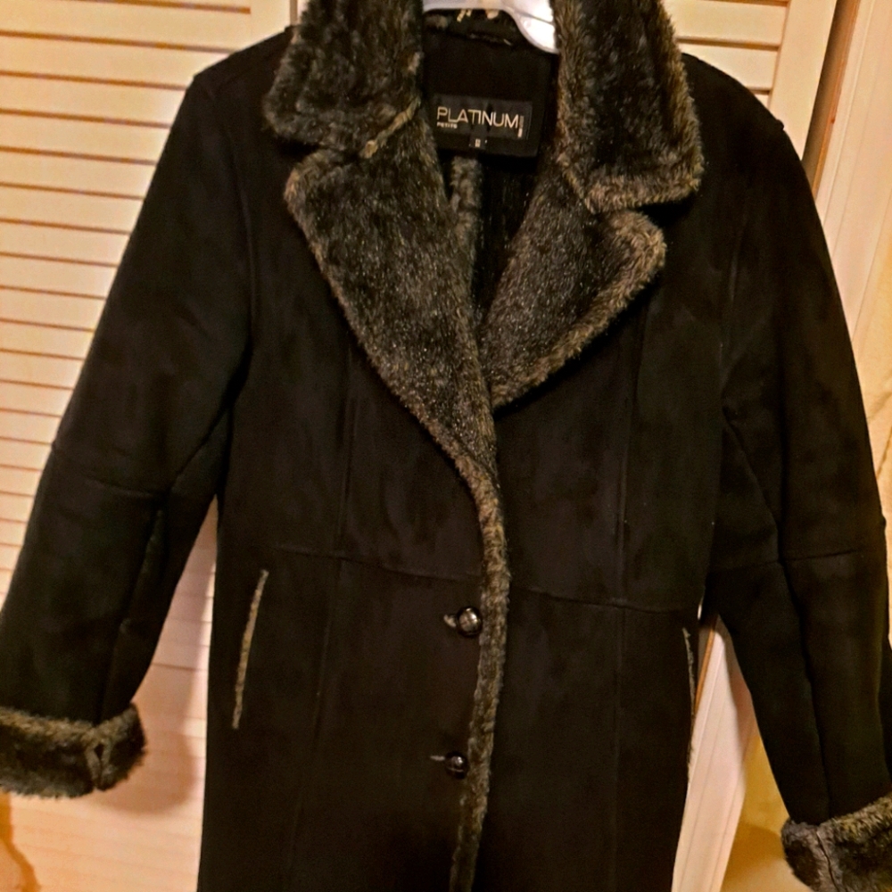 Black suede coat